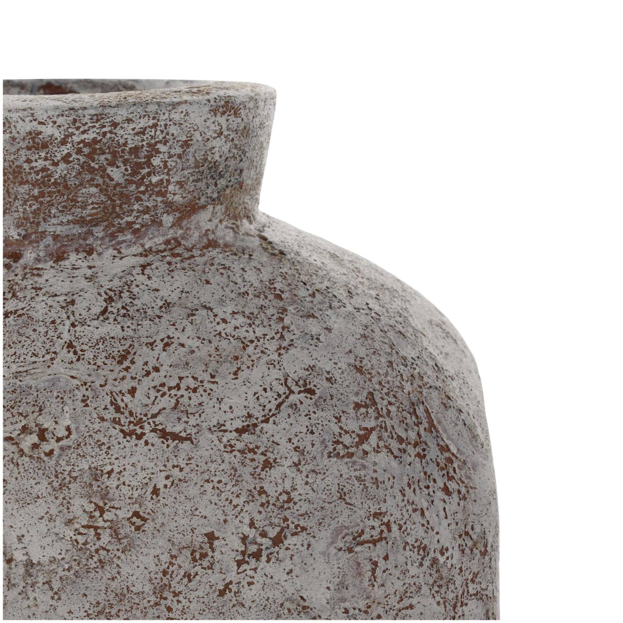 9.75" Brown Ceramic Antique Style Textured Square Vase